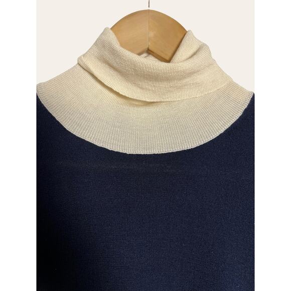 Eleventy Navy Colorblock Turtleneck Wool Cashmere Pullover Sweater Size M - Picture 8 of 8